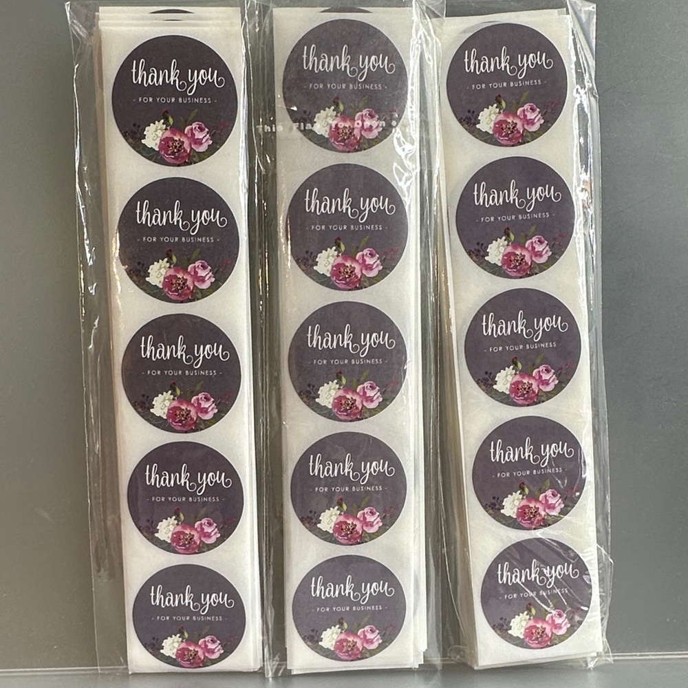 300 1 Inch Floral Thank You Stickers for Business - Picture 4 of 4